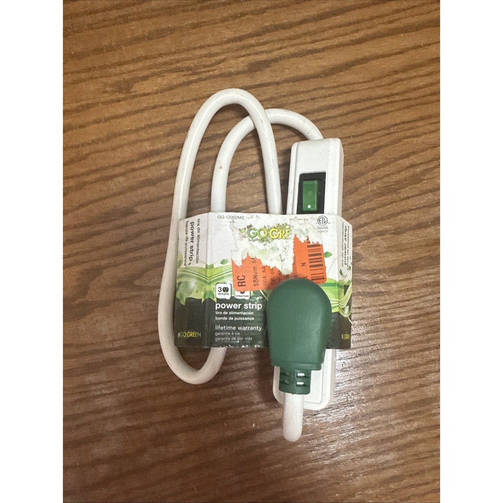 Go Green Power Strip 3 Outlet GG13002MS 2.5 ft.